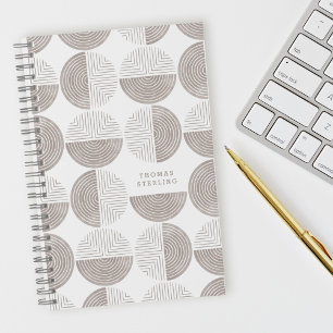 Grey Circle Geometric Pattern Spiral Notebook