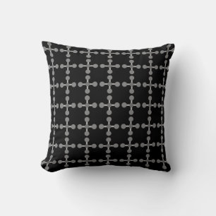 Grey circles and squares on black cushion