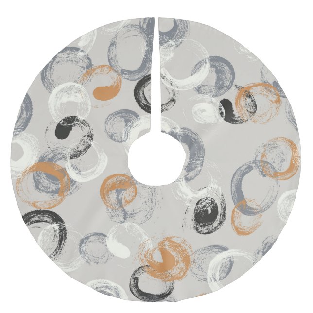 Grey Circles: Simple Seamless Pattern Brushed Polyester Tree Skirt (Front)