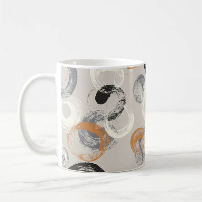 Grey Circles: Simple Seamless Pattern Coffee Mug (Left)