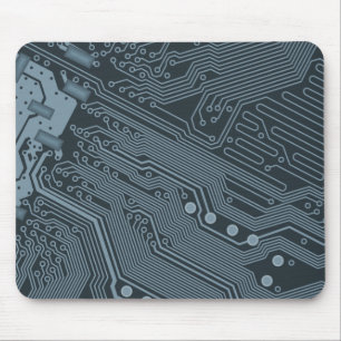 Grey Circuit Board Mouse Pad