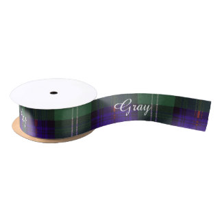Grey clan Plaid Scottish kilt tartan Satin Ribbon