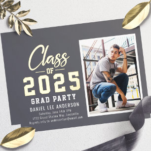 Grey Class of 2025 Photo Graduation Party