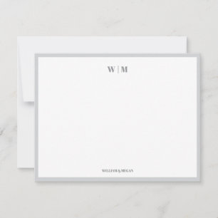 Grey Classic Monogram Custom Couple Wedding  Card