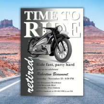 Grey Classic Motorbike Ride Fast Retirement Party