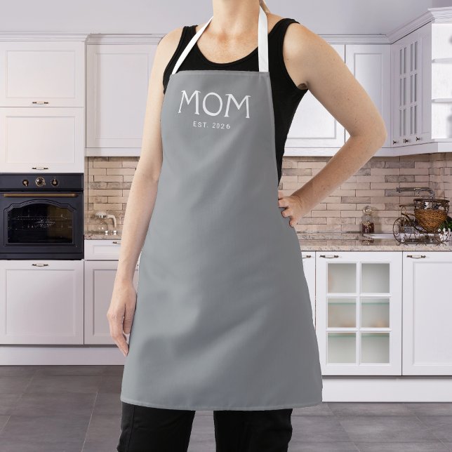 Grey Classic Typography Mum Established Apron (Creator Uploaded)