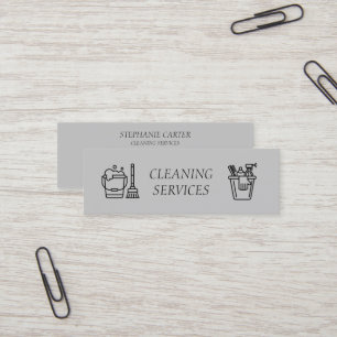 Grey Cleaning Services Company  Mini Business Card
