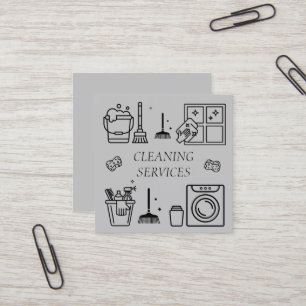 Grey Cleaning Services Company  Square Business Card