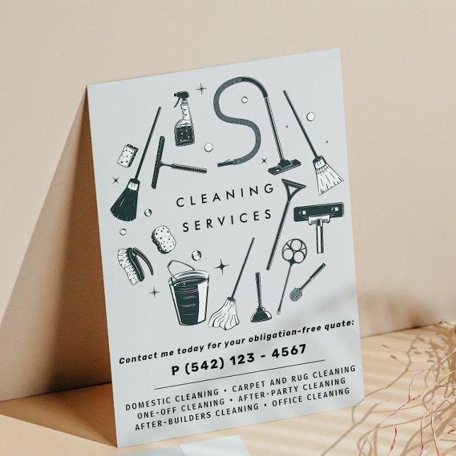 Grey Cleaning Services  Flyer (Creator Uploaded)