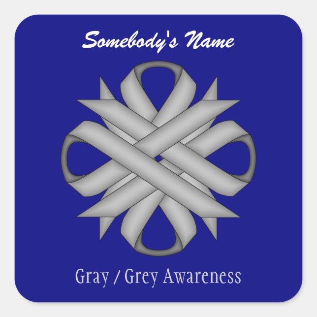 Grey Clover Ribbon by Kenneth Yoncich Square Sticker (Front)