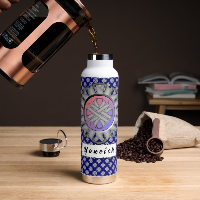 Grey Clover Ribbon by Kenneth Yoncich Water Bottle (Coffee)