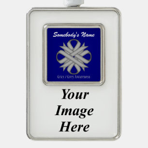 Grey Clover Ribbon Tmpl (V-I)by  Kenneth Yoncich Silver Plated Framed Ornament