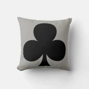 Grey Clovers Clubs Suit Poker Game Cushion