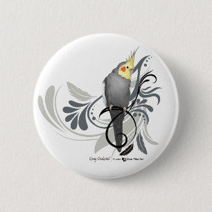 Grey Cockatiel 6 Cm Round Badge