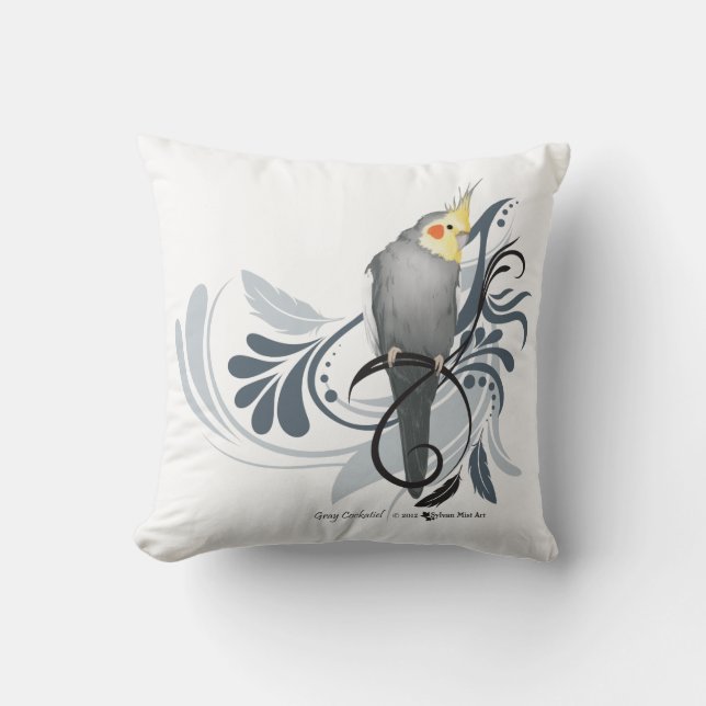 Grey Cockatiel Cushion (Front)