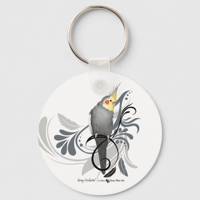 Grey Cockatiel Key Ring (Front)