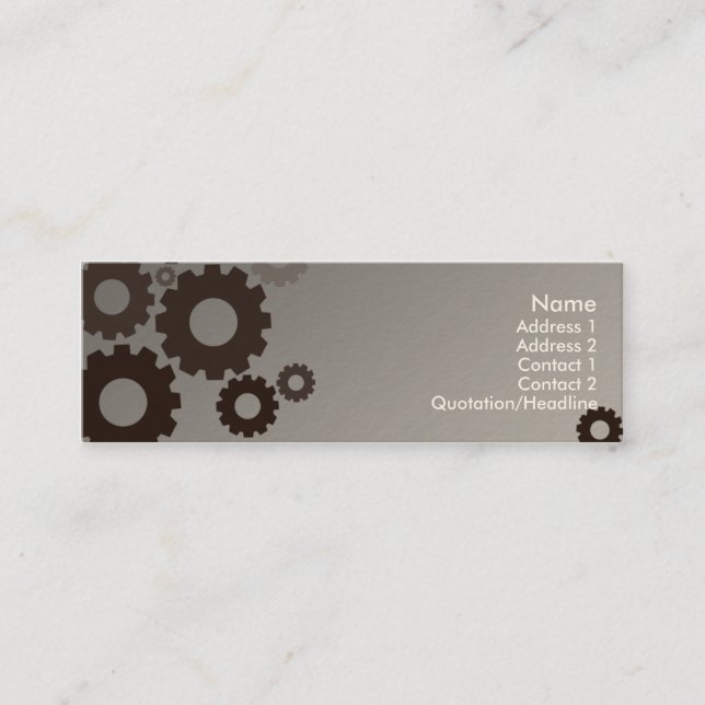 Grey Cogs - Skinny Mini Business Card (Front)