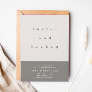 Grey Colour Block Wedding Invitation
