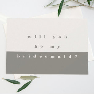 Grey Colour Block Will You Be My Bridesmaid Save The Date