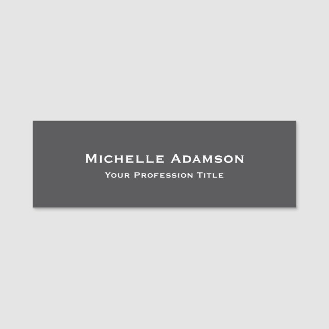 Grey Colour Professional Plain Modern Name Tag (Front)