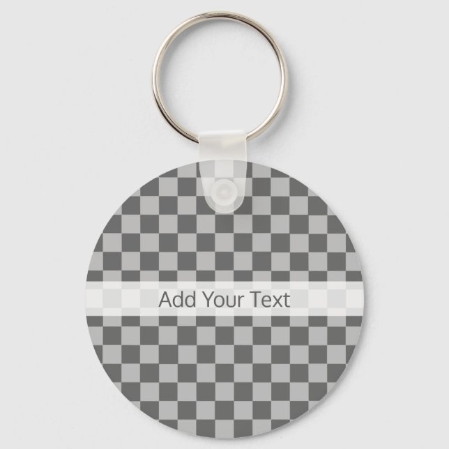 Grey Combination Checkerboard by Shirley Taylor Key Ring (Front)