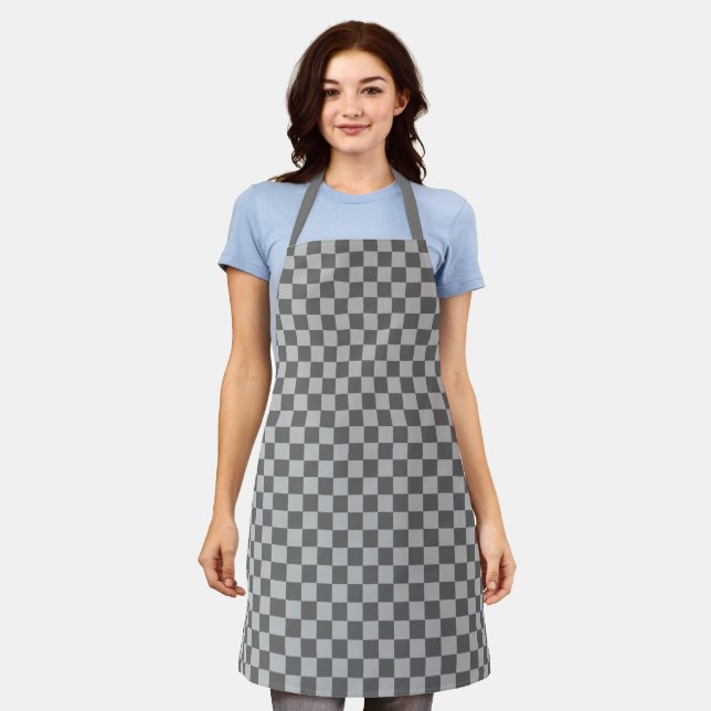 Grey Combination Chequerboard by Shirley Taylor Apron (Worn)