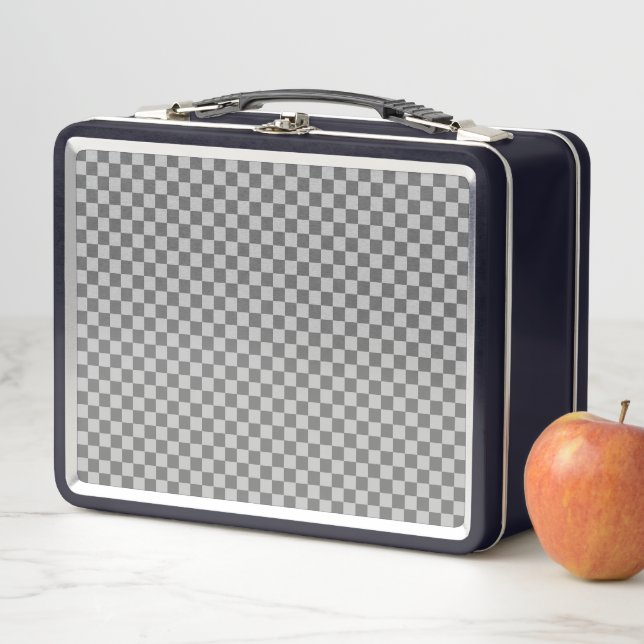 Grey Combination Chequerboard by Shirley Taylor Metal Lunch Box (In Situ)