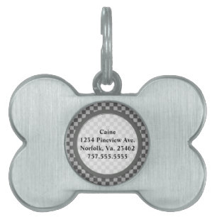 Grey Combination Chequerboard by Shirley Taylor Pet Name Tag