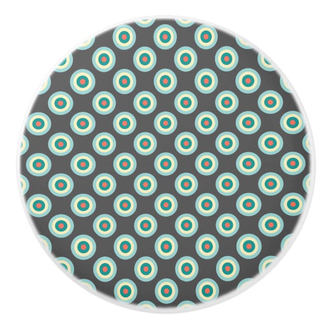 Grey Combination Circles by Shirley Taylor Ceramic Knob (Front)