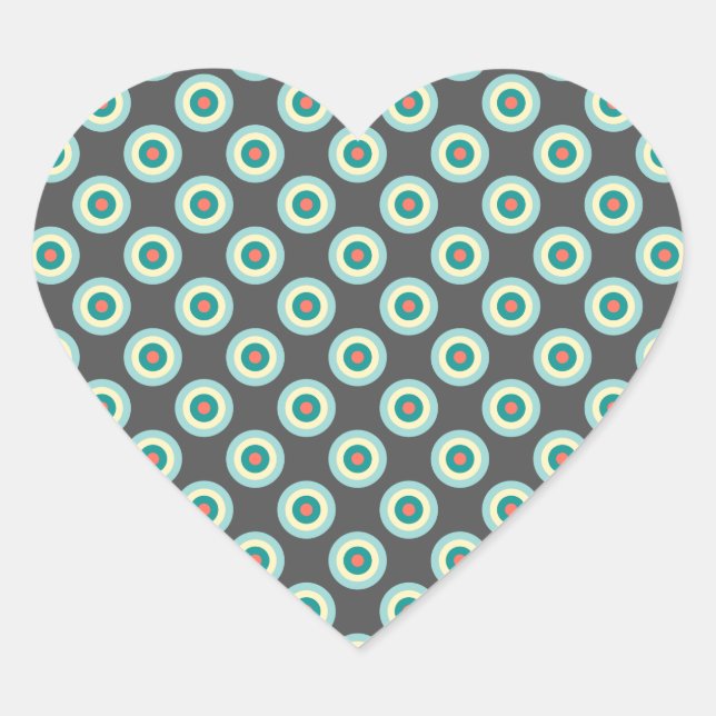 Grey Combination Circles by Shirley Taylor Heart Sticker (Front)