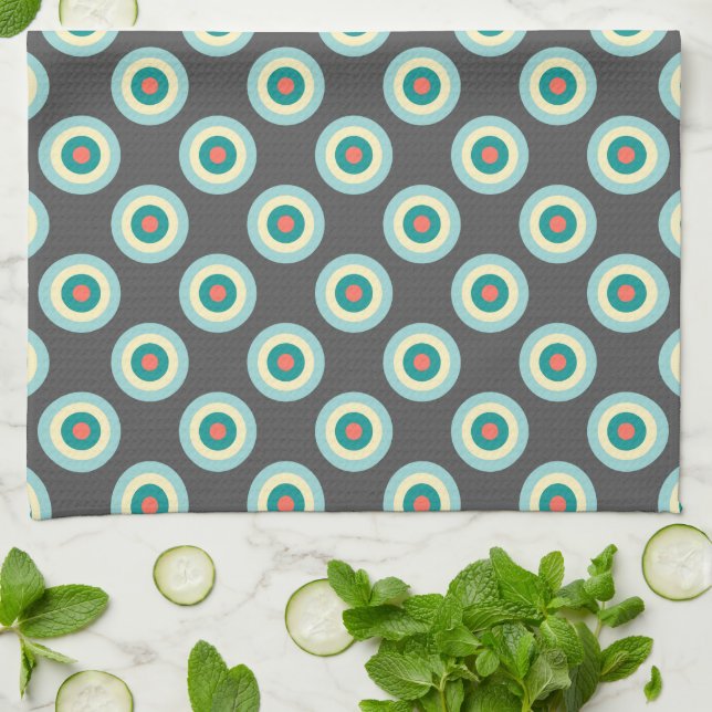 Grey Combination Circles by Shirley Taylor Tea Towel (Folded)