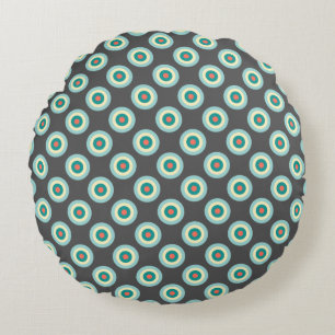 Grey Combination Circles Round Cushion