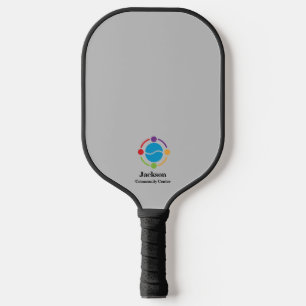 Grey Community Centre or Business Logo Pickleball Paddle