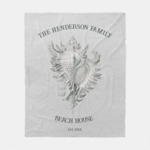 Grey Conch Shell Fleece Blanket