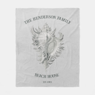 Grey Conch Shell Fleece Blanket