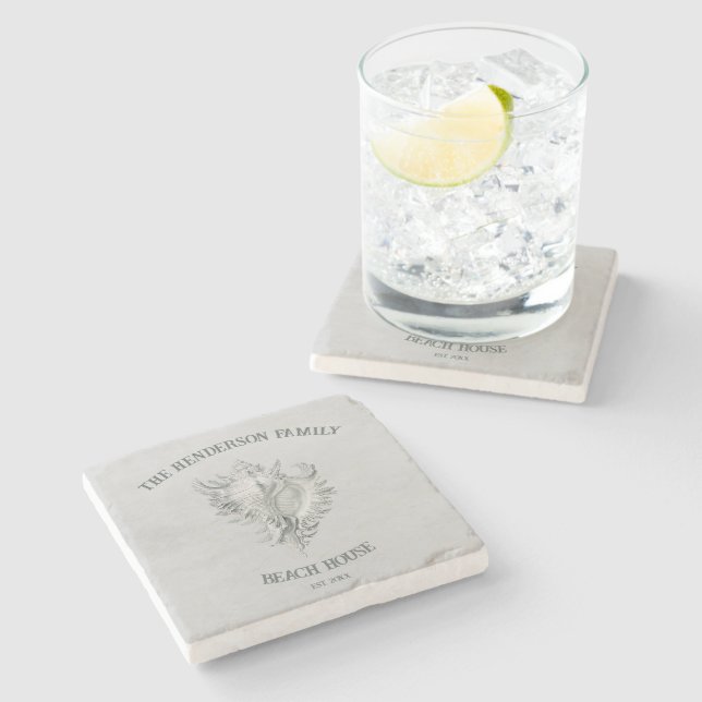 Grey Conch Shell Stone Coaster (Side)