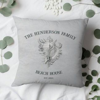 Grey Conch Shell Throw Pillow