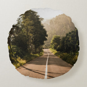 Grey concrete road in the morning round cushion