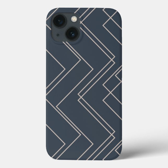 Grey, cool, modern, trendy, unique zigzag lines Case-Mate iPhone case (Back)