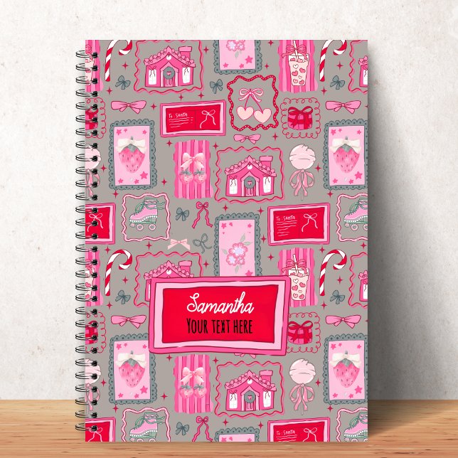 Grey Coquette aesthetic girly whimsical pattern  Notebook (Creator Uploaded)