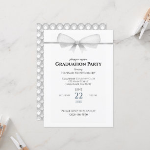 Grey Coquette Bow Graduation Invitation