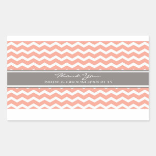 Grey Coral Chevron Thank You Wedding Favour Tags