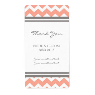 Grey Coral Chevron Wedding Labels