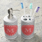 Grey & Coral Modern Chevron Custom Monogram