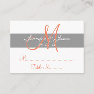 Grey Coral Wedding Reception Escort Card