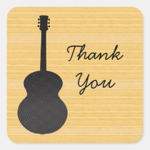 Grey Country Guitar Thank You Stickers