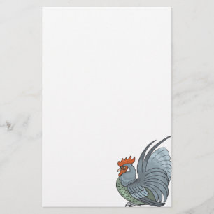 Grey Country Rooster Stationery