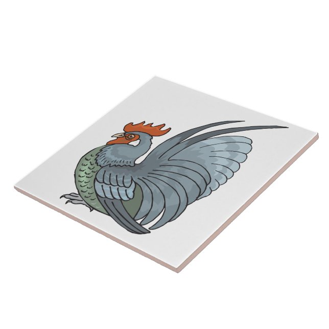 Grey Country Rooster Tile (Side)