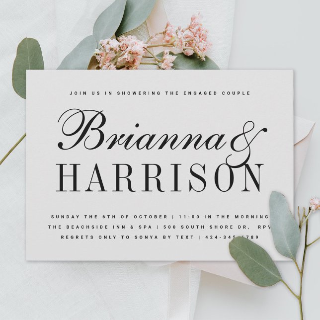 Grey Couples Names Wedding Shower Invitation (Creator Uploaded)