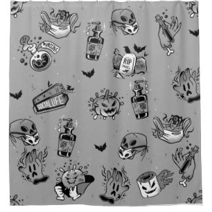 grey covid germs halloween creepy shower curtain
